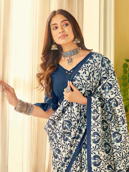 Anouk Rustic Off
                          White Ethnic Motifs Dabu Saree