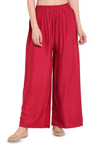CKE Women Relaxed Wide Leg Straight Fit Cotton Pleated Trousers