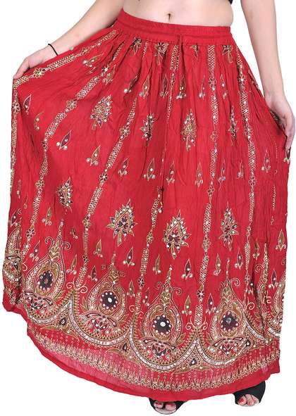 Exotic India Printed A-line Maxi Skirts