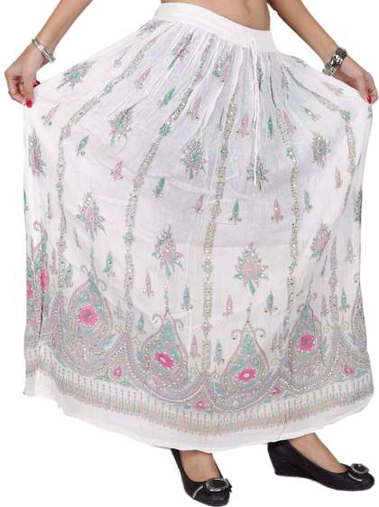 Exotic India Printed A-line Maxi Skirts