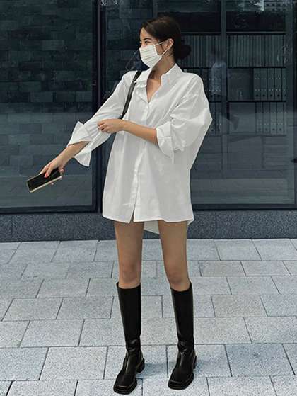 Fab Star Oversized Solid Casual Shirt