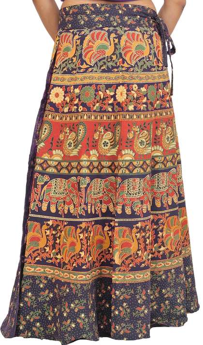 Exotic India Printed Wrap Maxi Skirts