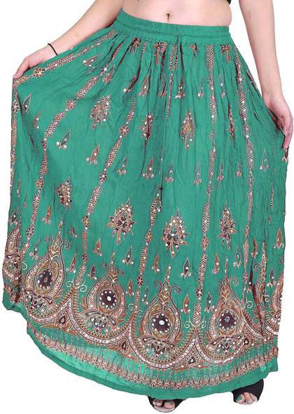 Exotic India Printed A-line Maxi Skirts
