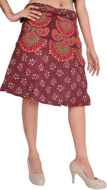 Exotic India Wrap Knee Length Skirts