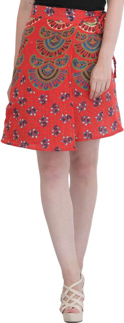 Exotic India Printed Wrap Mini Skirts