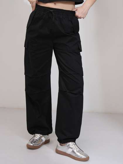 Tokyo Talkies Women Straight Fit Pleated Cotton Cargos