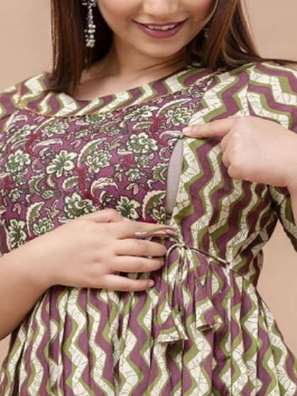 Nevisha Style
                        Chevron Printed Pleated Gotta Patti Maternity
                        Pure Cotton Anarkali Kurtas