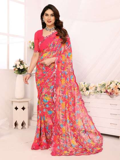 The Textile Hub Floral Printed Saree