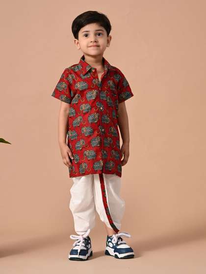 BAESD Boys Printed
                        Shirt with Dhoti Pants