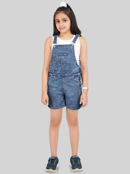 BEING NAUGHTY Girls
                    Cotton Shoulder Straps Neck Sleeveless Pure Cotton
                    Dungaree With Top