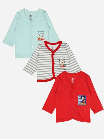 Bodycare Kids Pack Of 3 Mickey Mouse Printed V-Neck Cotton T-shirt