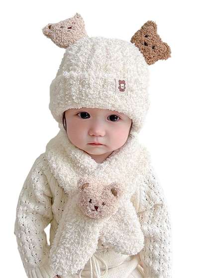 Babymoon Kids Set of 2
                    Baby Winter Bear Cap with Scarf Cap