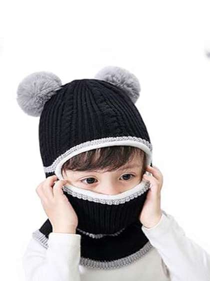Babymoon Kids
                    Colourblocked Woollen Monkey Cap Beanie