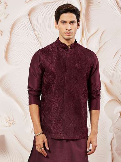 VASTRAMAY Embroidered Nehru Jackets