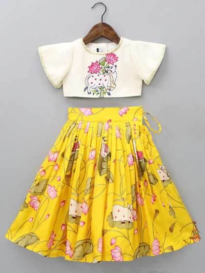 JOVK DESIGN Girls
                    Printed Ready to Wear Lehenga &