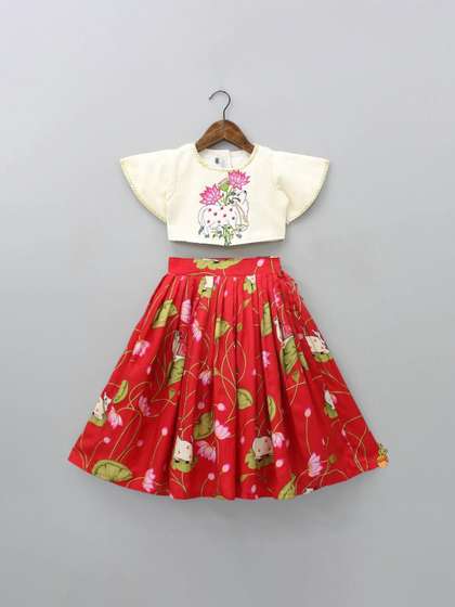 JOVK DESIGN Girls
                    Printed Ready to Wear Lehenga &