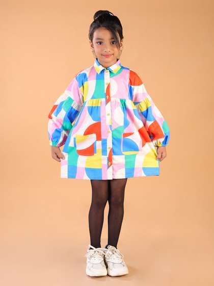 Nature Nook Kids Girls
                      Abstract Printed Shirt Dress