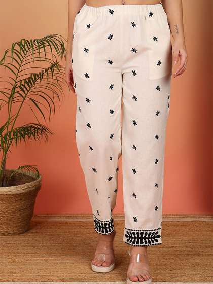 HERE&NOW Women Embroidered Palazzos