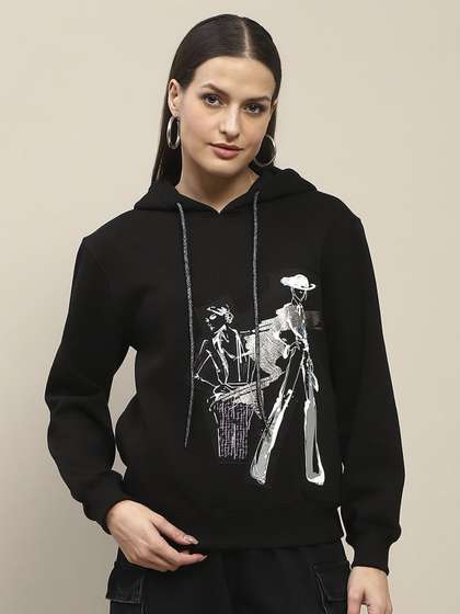 Madame Women Printed
                        Hooded Sweatshirt