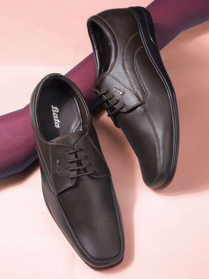 Bata Men Textured
                          Leather Formal Derbys