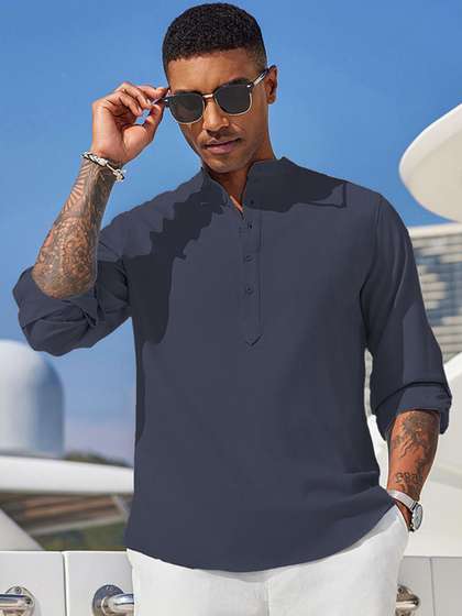 Anouk Band Collar Cotton Kurta