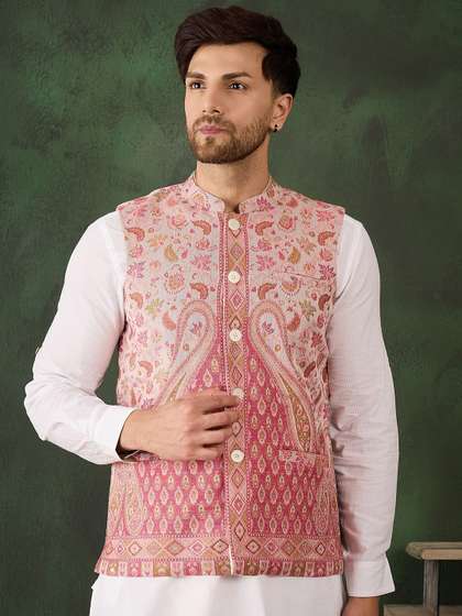 Sangria Men Woven Design Nehru Jackets