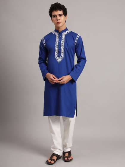 The Chikan Label Men Hand Embroidered Chikankari Cotton Ethnic Wear Kurta