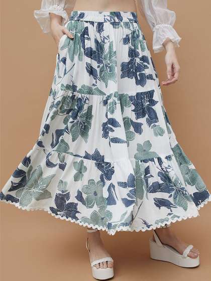 Colour Me by Melange Printed Flared Maxi Skirts
