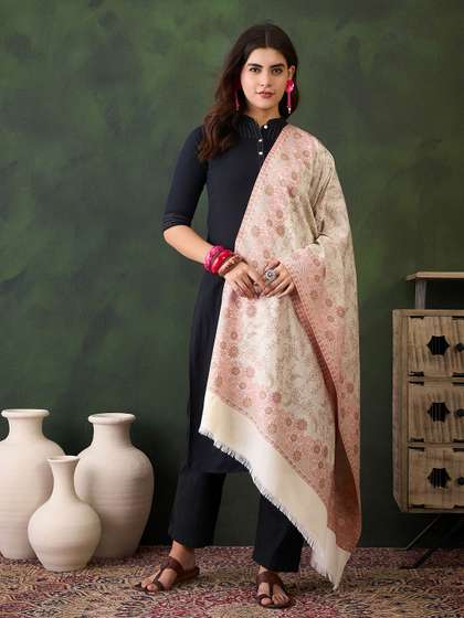 Sangria Floral Woven Design Shawl