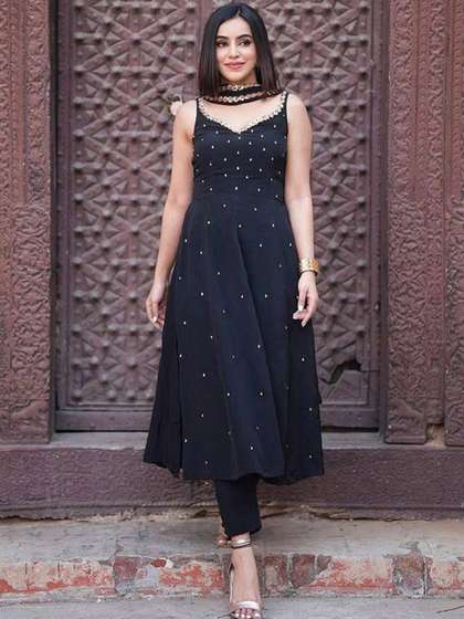 Rujave Ethnic Motifs Embroidered A Line Kurta With Trousers & Dupatta
