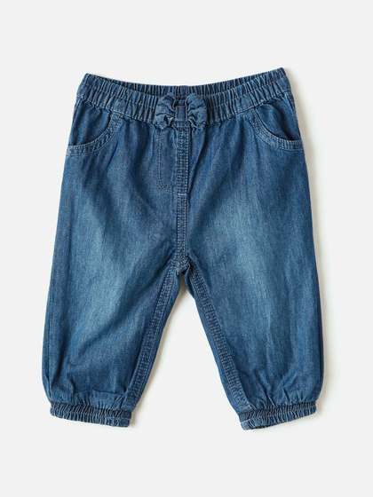 Juniors by Babyshop
                    Girls Pure Cotton Mid Rise Light Fade Joggers Jeans