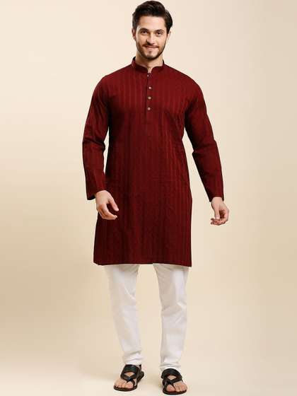 RAJUBHAI HARGOVINDAS Striped Cotton Straight Kurta