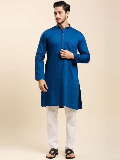 RAJUBHAI HARGOVINDAS Striped Cotton Straight Kurta