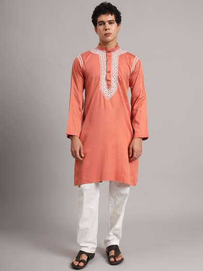 The Chikan Label Men Hand Embroidered Chikankari Cotton Ethnic Wear Kurta