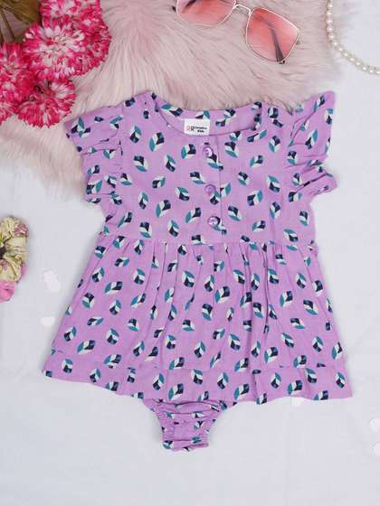Creative Kids Girls
                    Printed Round Neck Cotton Romper