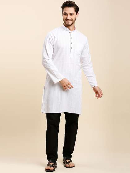 RAJUBHAI HARGOVINDAS Striped Cotton Straight Kurta