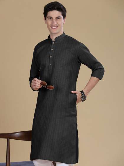 Anouk Striped Cotton Straight Kurta