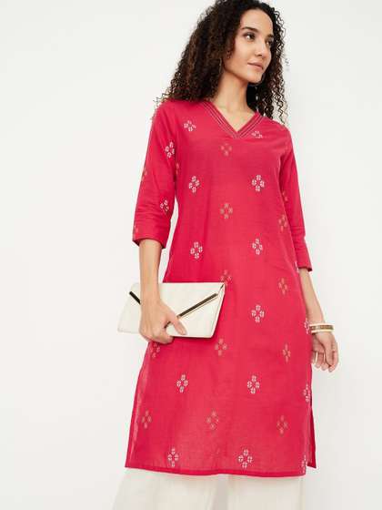 max Printed Cotton Straight Kurta