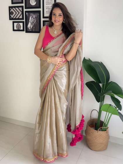 Anouk Embroidered Tissue Saree
