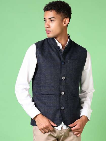 V-Mart Men Checked Nehru Jacket