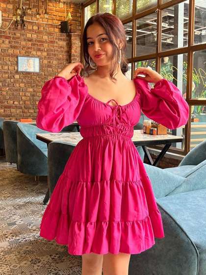 TANDUL Puff Sleeve
                          Fit & Flare Dress
