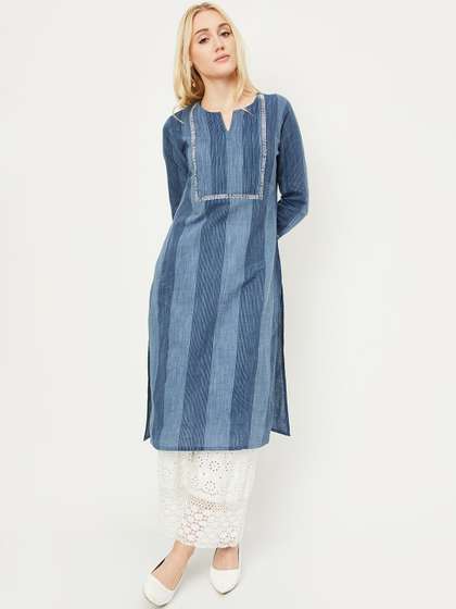 max Women Keyhole Neck Flared Sleeves Kurta