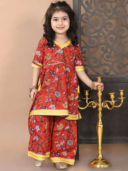 Superminis Girls
                      Floral Printed Regular Gotta Patti Pure Cotton
                      A-Line Kurti with Sharara