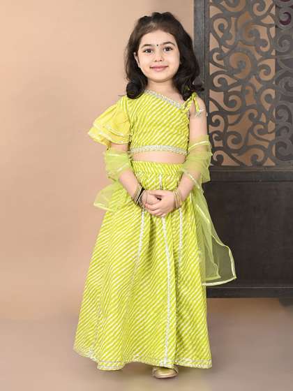 Superminis Girls
                        Leheriya Printed Cotton Ready to Wear Lehenga
                        & Blouse With Dupatta
