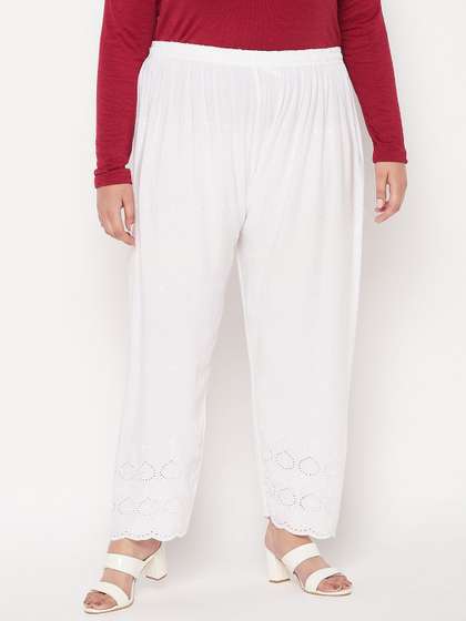 CLORA CREATION PLUS
                        Women Floral Embroidered Knitted Ethnic
                        Palazzos