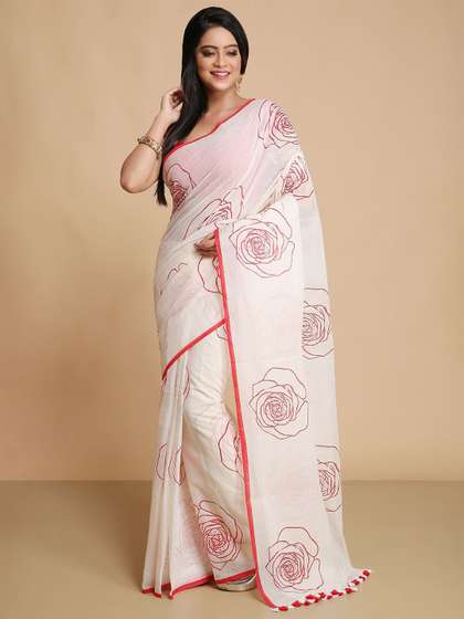WoodenTant Floral
                        Pure Cotton Tassel Saree