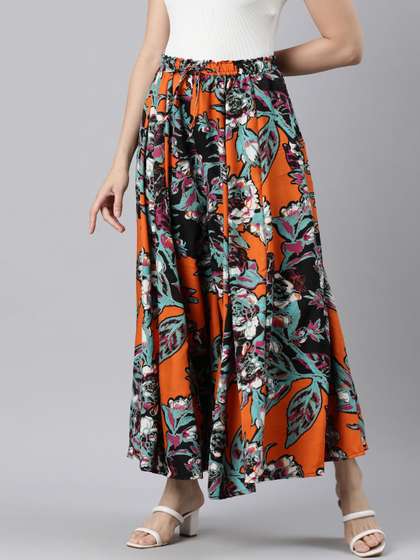 Souchii Women Abstract Flared Palazzos