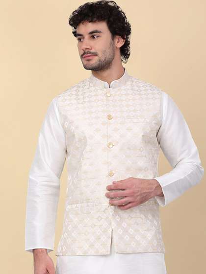 KRAFT INDIA Sequence
                        Work Woven Nehru Jacket