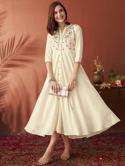 Anouk Ethnic Motifs Embroidered A-Line Kurta