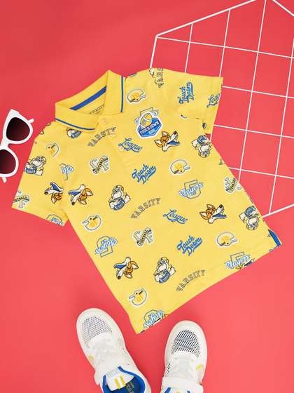 Pantaloons Junior Boys Conversational Printed Polo Collar Cotton T-Shirt